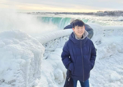 MLI Student at Niagara falls in winter